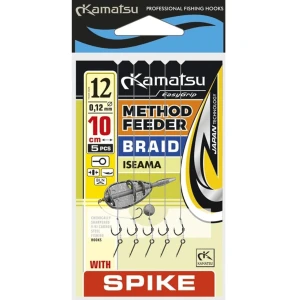 Carlige Legate Kamatsu Rig Method Feeder Pe Spin Iseama Fir Textil, Nr.12, 10cm, 5buc/pac