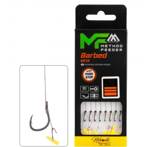 Carlige Legate MIKADO Method Feeder Rig MF14 With Push Stop, 10cm, Nr. 12, 8buc/pac