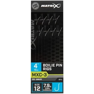 Carlige Legate  Matrix Mxc-3 Barbless Boilie Pin Nr.12, 3.6kg, 0.200mm, 10cm, 8buc/plic