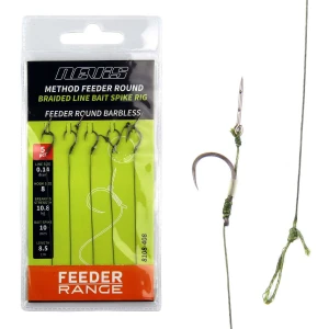 Carlige Legate Nevis Method Cu Spin Feeder Round Barbless Nr.10, 5buc/pac