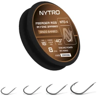 Carlige Legate NYTRO Feeder Rig Fine Barrbed NTO-4 Hooks to Nylon 100cm, 0.11mm, 2.2lbs/1.00kg, Nr.16, 8buc/tambur EVA