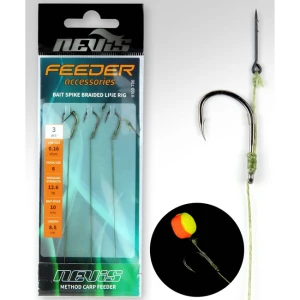 Carlige Legate Nevis Feeder Bait Spike Braided Line Rig, Nr.12, 3buc/plic