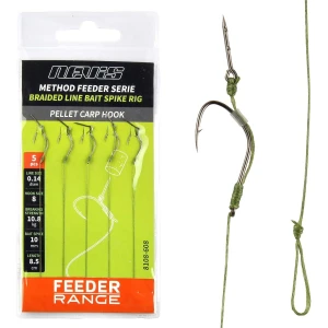 Carlige Legate Nevis Feeder Cu Spin, Nr.8, 0.14mm, 8.5cm, 10buc/pac