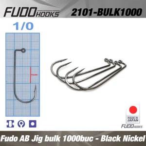 Carlige Fudo Ab Jig Black Nickel Nr.1/0, 1000buc/bulk