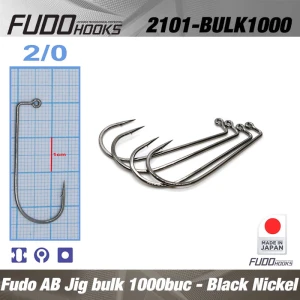 Carlige Fudo Ab Jig Black Nickel Nr.2/0, 1000buc/bulk