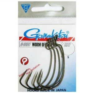 Carlige Gamakatsu Worm Offset Ewg Sl Ns Black, Nr.6/0, 3buc/pac