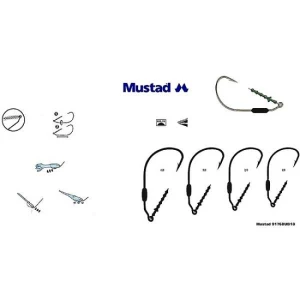 Carlige Mustad Offset Lestate Power Lock Plus Pentru Twister, Nr.1/0 3buc/plic
