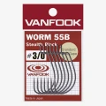 Carlige Offset Vanfook Worm-55B Stealth Black Offset Hooks Nr.3/0, 7buc/plic Carlige Offset Vanfook Worm-55B Stealth Black Offset Hooks Nr.3/0, 7buc/plic