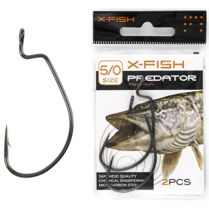 Carlige offset X-FISH Predator Trophy Hooks, Nr.5/0, 2buc/pac