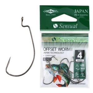 Jig Offset Mikado Sensual Worm Bn, Nr.2/0, 4buc/plic