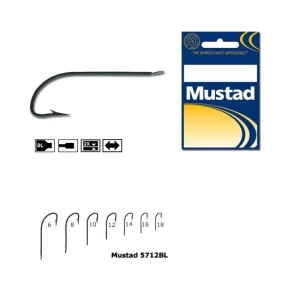 Carlig Mustad Cristal Negru Fin Tija Lunga Nr18 10 Buc/plic