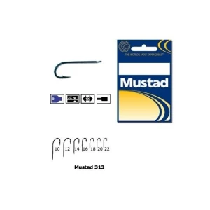 Carlig Mustad Concurs M313, Tija Lunga, Negru/albastru, 10buc/plic Nr.16