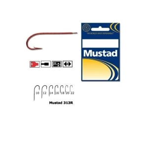 Carlig Mustad Concurs M313r, Tija Lunga, Rosu, 10buc/plic Nr.16