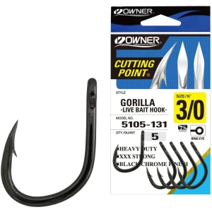 Carlig Owner 5105 Cut Gorilla Live Bait Hook Cutting Point, Nr.7/0, 2buc/pac