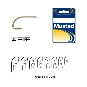 Carlige Mustad Cristal Auriu 224, 10buc/plic Nr.8