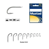 Carlige Mustad Cristal Nichel, Revers 221C, 10buc/plic Nr.12 Carlige Mustad Cristal Nichel, Revers 221C, 10buc/plic Nr.12