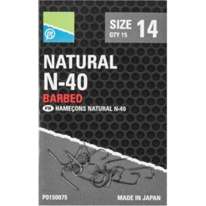 Carlige PRESTON Natural N-40 cu Paleta, Nr.20, 15buc/plic