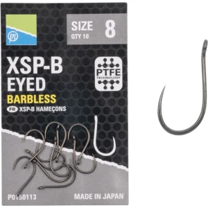 Carlige cu Ochet PRESTON XSP-B Eyed, Fara Spin, Marime 8, 10buc/pac