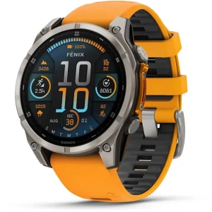 Ceas Garmin Fenix 8 Amoled Sapphire Spark Orange / Graphite Ti / Bare, 47mm, Emea