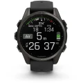 Ceas GARMIN Fenix 8 Amoled Sapphire Ti / Black Black / Pebble Gray, 43mm, EMEA