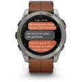 Ceas GARMIN Fenix 8 Amoled Sapphire Titan, Curea din Piele, Black / Chestnut, 51mm, EMEA