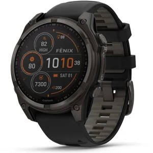 Ceas Garmin Fenix 8 Solar Sapphire Carbon, Grey Ti / Black, 47mm, Em