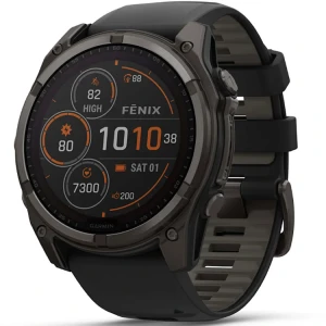 Ceas Garmin Fenix 8 Solar Sapphire Carbon, Grey Ti / Black, 51mm, Em