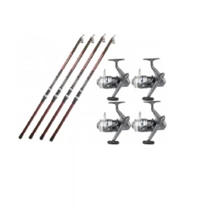 Kit 4 Lansete Garbolino 3.50 M 80 150 G Practis Predator Telepower Plus 4 Mulinete Sert Twingear Albastru 401 Rd