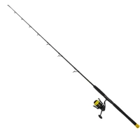 Combo BLACK CAT Hard Core Combo Vertical Rod, 1.80m, 240g, 1seg + Mulineta Black Passion FD 50 Reel + Fir Textil