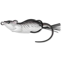 Soarece Live Target Hollow Body Mouse Walking Bait, Black / White, 6cm, 11g