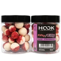 Boilies Critic Echilibrat HOOKBAITS Fifty-Fifty, Squid&Strawberry, 16/20mm, 250ml