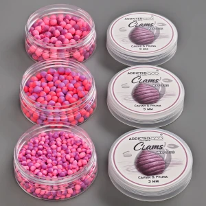 Wafters ADDICTED CARP BAITS Clams Caviar Pruna, Pink & Mov, 5mm, 25g