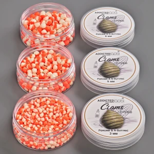 Wafters ADDICTED CARP BAITS Clams Porumb N-butyric, Portocaliu & Alb, 8mm, 25g