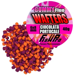 Wafters FISH PRO Gummy-Fluo, Ciocolata Portocale, 6x8mm, 40g