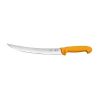 Cutit Macelar Victorinox Swibo Butchers Knife, Varf Ascutit, Lama Curbata 22cm, Galben