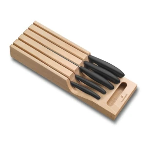Set 5 Cutite Bucatarie Victorinox Suport Lemn Maro