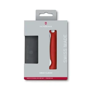 Set Cutit Pliabil Si Tocator Victorinox , Lama Zimtata 11cm, Rosu/negru
