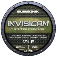Fir Monofilament Sonik Subsonik Invisicam, Verde Maro Negru, 1200m, 8.16kg, 0.35mm