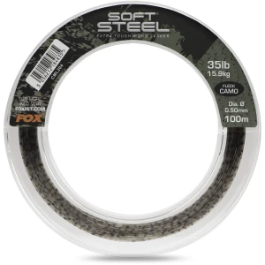 Fir Monofilament Fox Soft Steel Fleck Leader, Camo, 20.5kg, 45lbs, 0.60mm, 100m