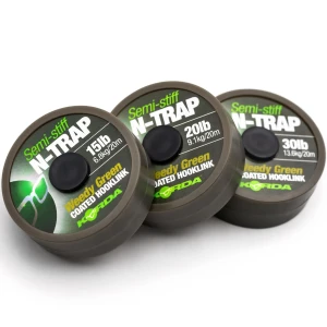 Fir Textil Korda N-trap Semi Stiff Coated, Weedy Green, 15lbs, 20m