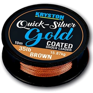 Fir Textil Kryston Quicksilver Gold Coated Shock Leader, Brown, 10m, 25lb/11.33kg