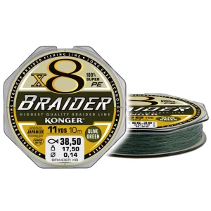 Fir Textil Konger Rigging Line Braider X8 Olive Green, 10m, 0.20mm, 25.3kg  Fir Textil Konger Rigging Line Braider X8 Olive Green, 10m, 0.20mm, 25.3kg