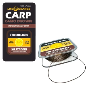 Fir Textil Orange Hooklink x8 Camo Brown, 25lb, 20m Fir Textil Orange Hooklink x8 Camo Brown, 25lb, 20m