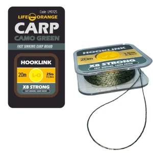 Fir Textil Orange Hooklink x8 Camo Green, 20lb, 20m Fir Textil Orange Hooklink x8 Camo Green, 20lb, 20m