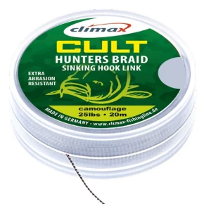 Fir Textil Climax Cult Huntersbraid Sinking Hooklink 20m 30lbs 0.30mm Weed Green