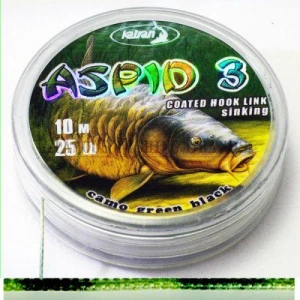 Katran Coated Braided Hook Links Aspid 3 15lb 10 M/15lb/10 M/camo Green Black