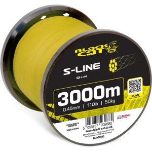 Fir Textil BLACK CAT S-Line Yellow, 3000m, 0.45mm, 50kg/110lb