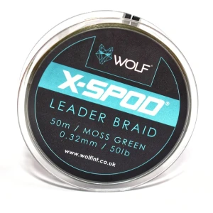 Textil Spod Wolf X-spod Braided Shockleader 0.32mm Moss Green  50lb/50m