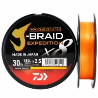 Fir Textil DAIWA J-Braid Expedition X8 PE 0.10mm, 6.90kg, 150m, Orange