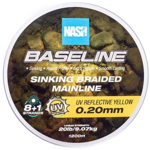 Fir Textil Nash Baseline Sinking Braid, Uv Yellow, 13.6kg, 30lbs, 0.28mm, 600m